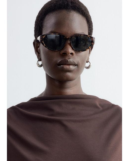 & Other Stories Brown Draped Wrap Waist Dress