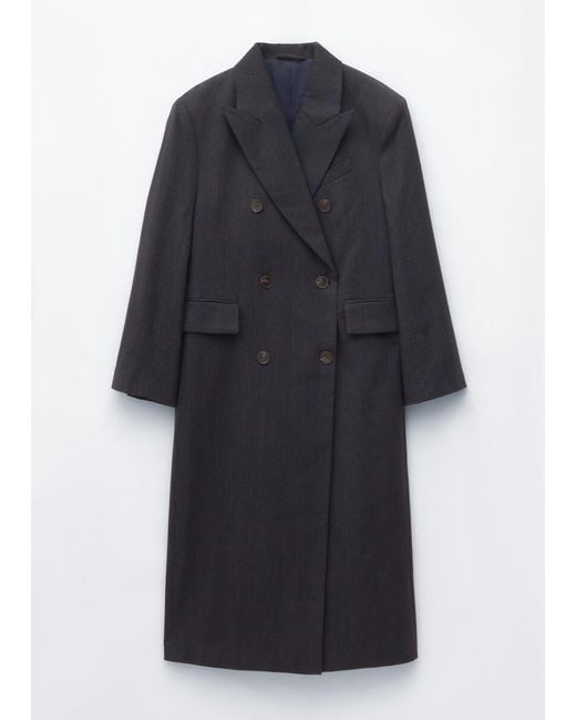 & Other Stories Blue Double-Breasted Cotton-Wool Coat