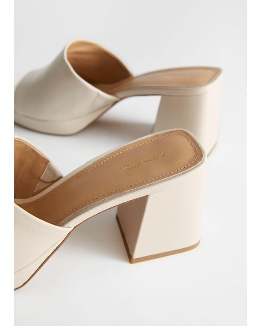 leather heeled platform mules