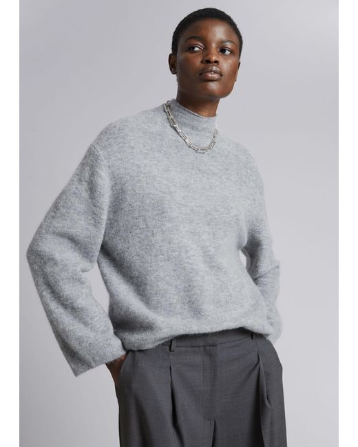 & Other Stories Gray Mock-neck Knit Sweater