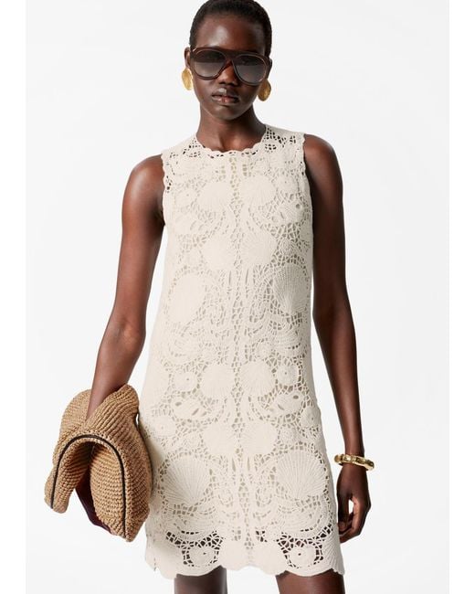 & Other Stories Natural Crochet Mini Dress