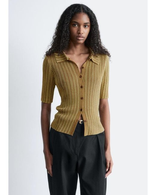 & Other Stories White Rib-Knit Lurex Top