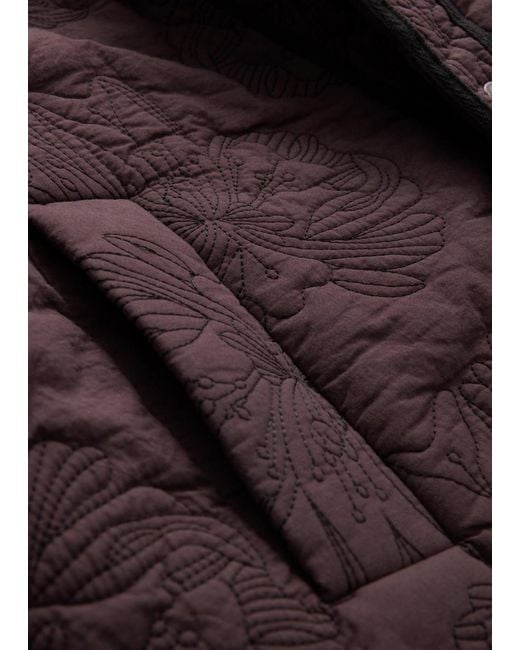 & Other Stories Brown Floral Pattern Quilted Jacket