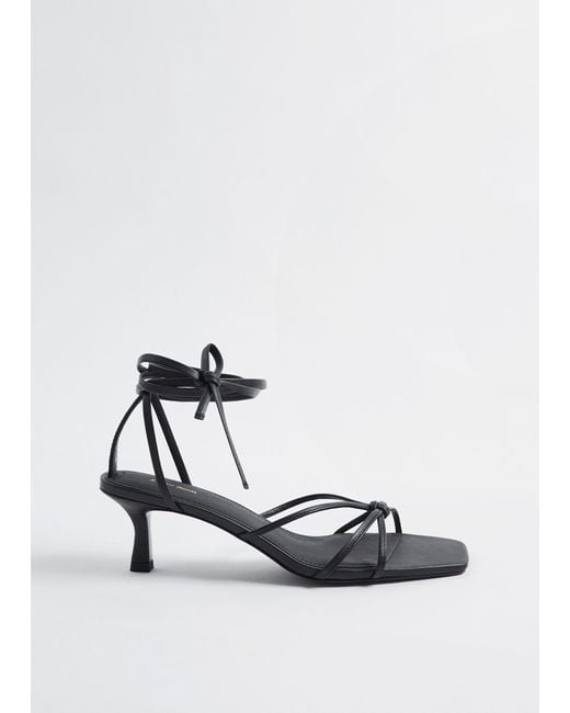 & Other Stories White Strappy Kitten Heel Leather Sandals