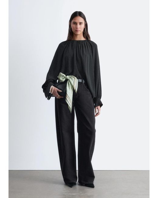 & Other Stories Black Balloon-Sleeve Blouse