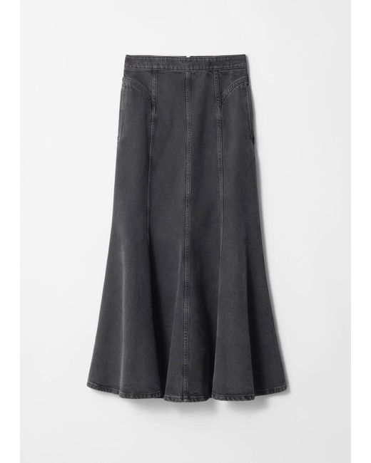 & Other Stories Gray Pleated Denim Maxi Skirt