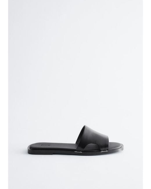 & Other Stories White Metal-Detail Leather Slides