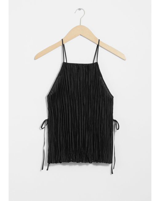 & Other Stories Black Strappy Silk Top