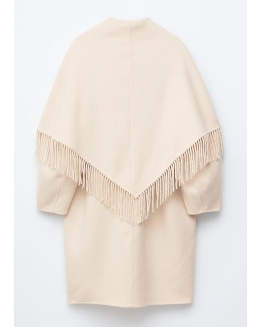& Other Stories White Fringed Shawl Wool Coat