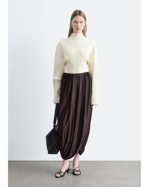 & Other Stories White Twisted Drape Balloon Skirt