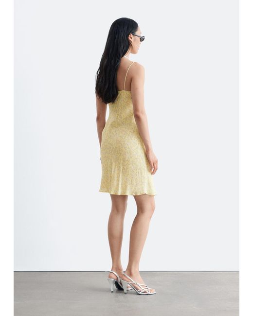 & Other Stories Yellow Drawstring Mini Dress