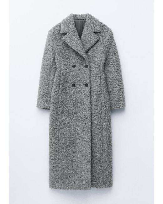 & Other Stories White Wool Shearling Maxi Coat