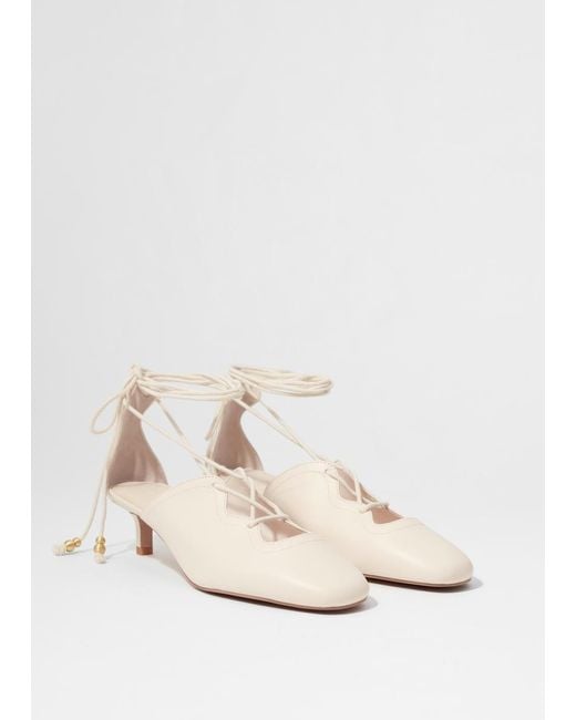 & Other Stories Natural Lace-Up Leather Pumps
