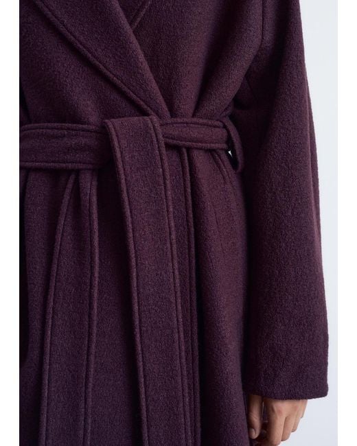 & Other Stories Purple Voluminous Belted Wool Coat