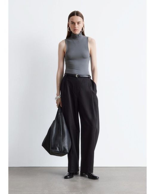 & Other Stories Gray Sleeveless Turtleneck Top