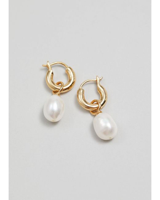 & Other Stories Black Freshwater Pearl Hoops