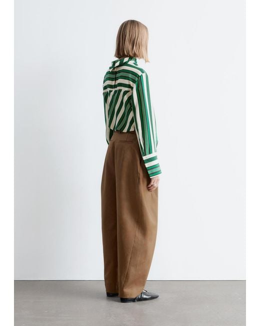 & Other Stories Green Barrel-Leg Trousers
