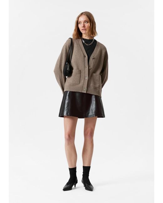 & Other Stories Brown Patch-Pocket Cardigan