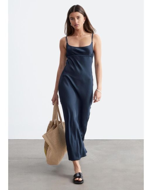 & Other Stories Blue Double-Strap Slip Dress