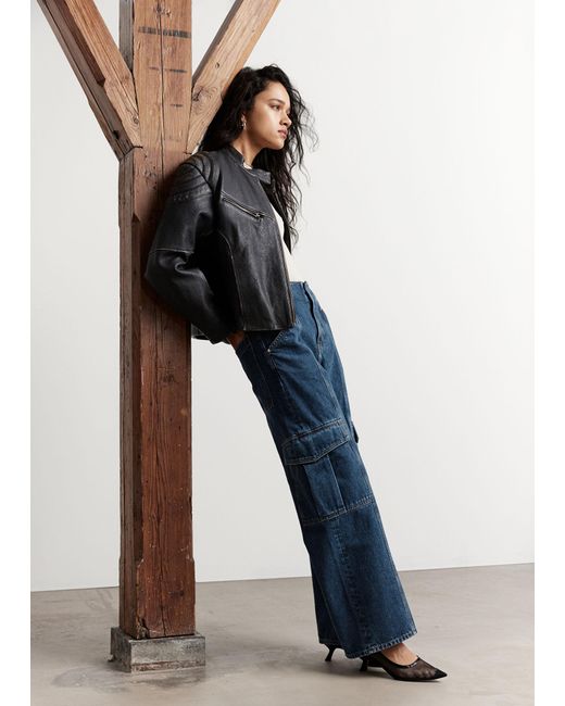 & Other Stories Blue Relaxed Cargo Jeans