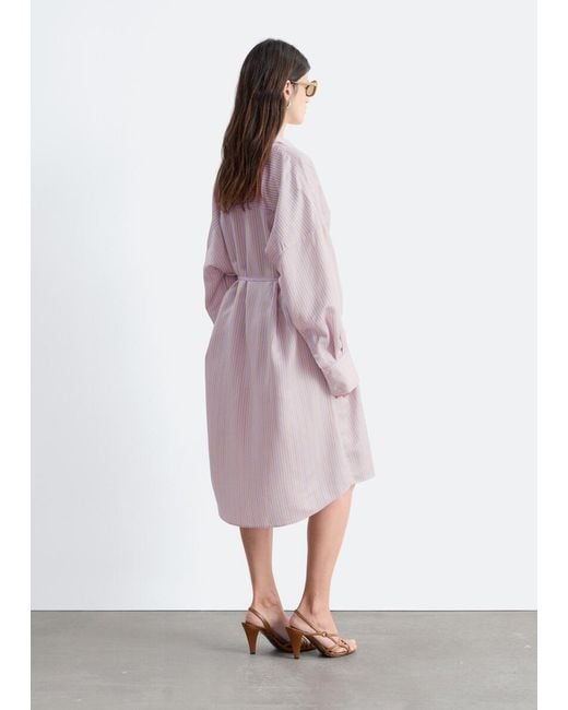 & Other Stories Pink Printed Silk-Cotton Midi Dress
