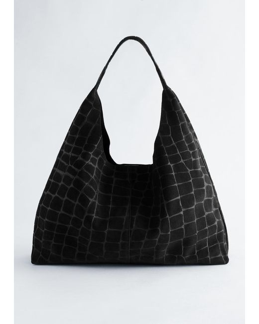 & Other Stories Purple Faux Croco Tote Bag