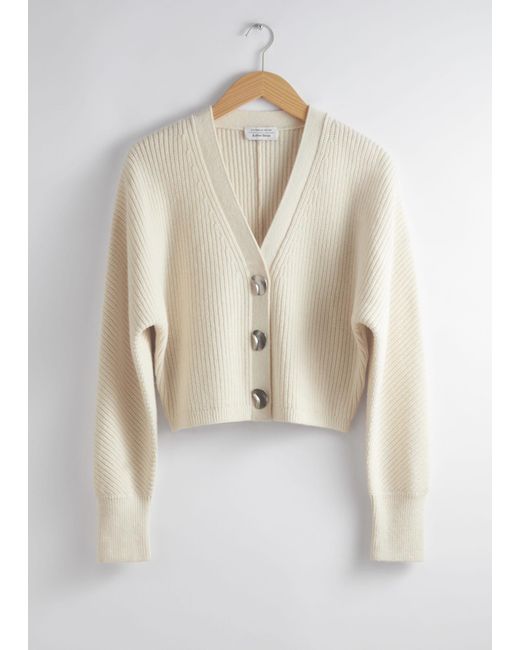 & Other Stories Natural Metal Button Knit Cardigan