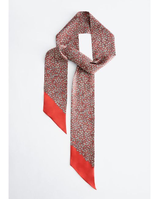 & Other Stories Red Slim Silk Print Scarf