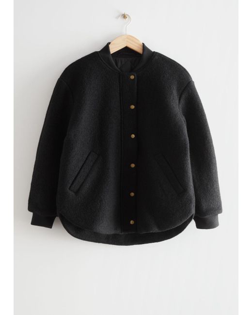 & Other Stories Black Oversized Wool Jacket