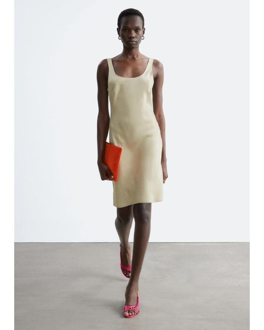 & Other Stories White Satin Slip Mini Dress