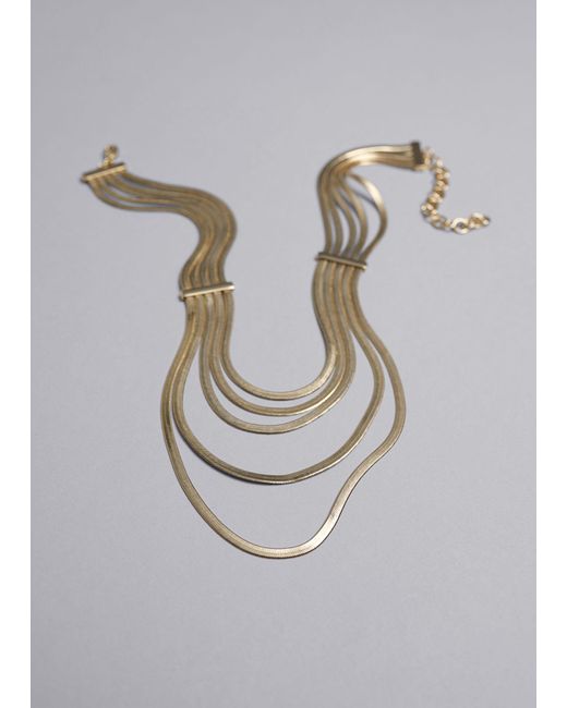 & Other Stories White Layered Snake-chain Necklace
