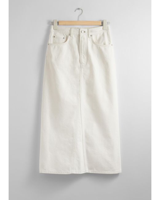 & Other Stories White Denim Midi Skirt