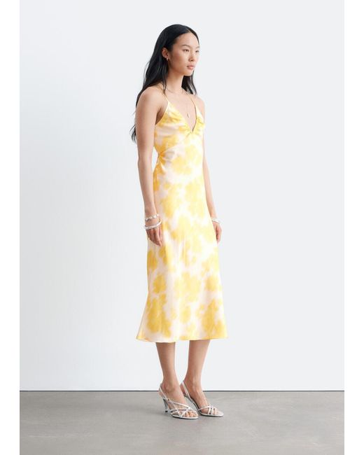 & Other Stories White Satin Slip Midi Dress