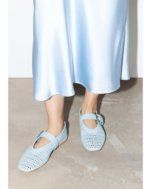 & Other Stories Blue Mary-Jane Ballet Flats