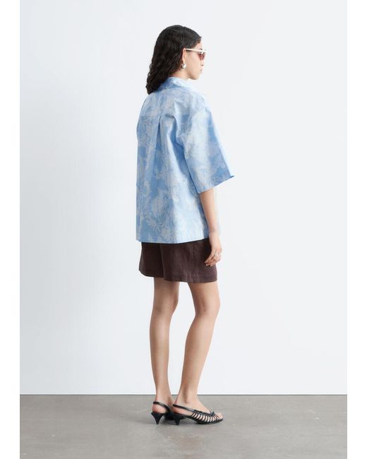 & Other Stories Blue Cotton Short-Sleeve Shirt