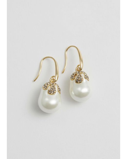 & Other Stories White Pearl Drop Earrings