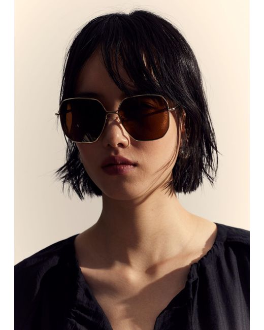 & Other Stories Brown Oversized Metal-frame Sunglasses