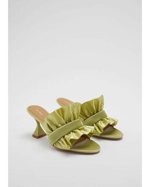& Other Stories Yellow Satin Mules