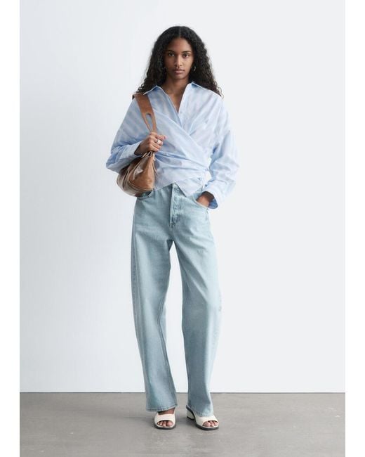 & Other Stories Blue Tie-Waist Cotton Shirt