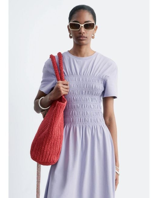 & Other Stories Purple Smocked Midi Dress
