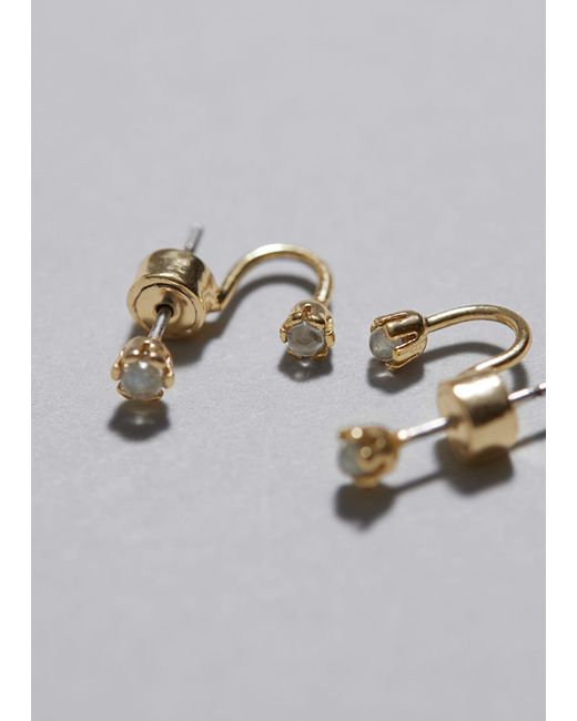 & Other Stories Metallic Double Gemstone Earrings