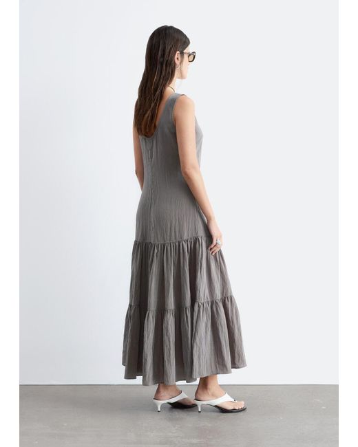 & Other Stories Gray Tiered Maxi Dress