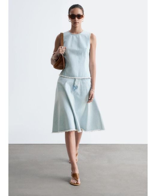 & Other Stories Blue Raw-Edge Denim Top
