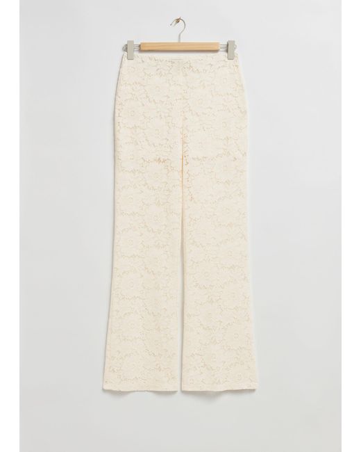 & Other Stories Natural Floral Lace Trousers