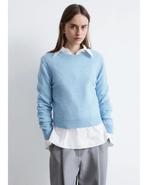 & Other Stories Blue Knitted Wool Jumper