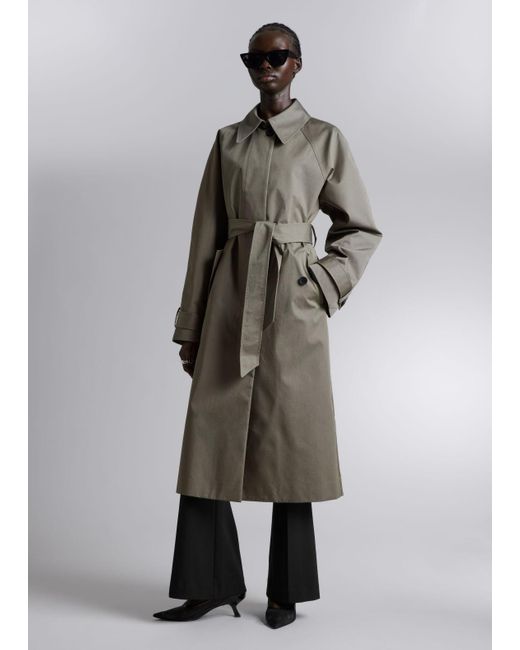 & Other Stories Gray Single-breasted Trench Coat