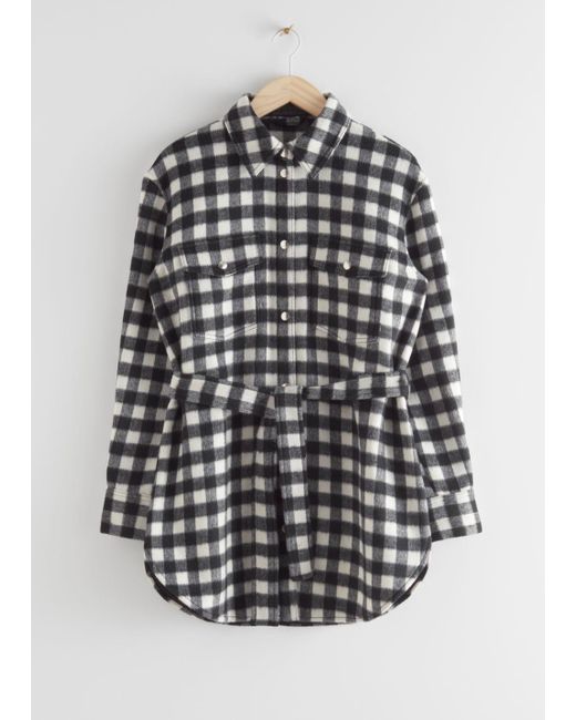 Wool Oversized Belted Shirt Jacket 