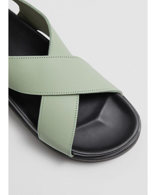 & Other Stories Green Criss-cross Leather Sandals