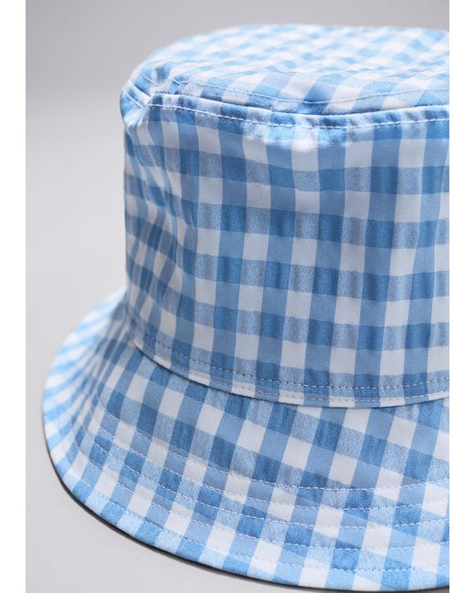 & Other Stories Blue Checked Bucket Hat