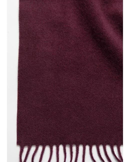 & Other Stories Purple Fringed Wool Blanket Scarf